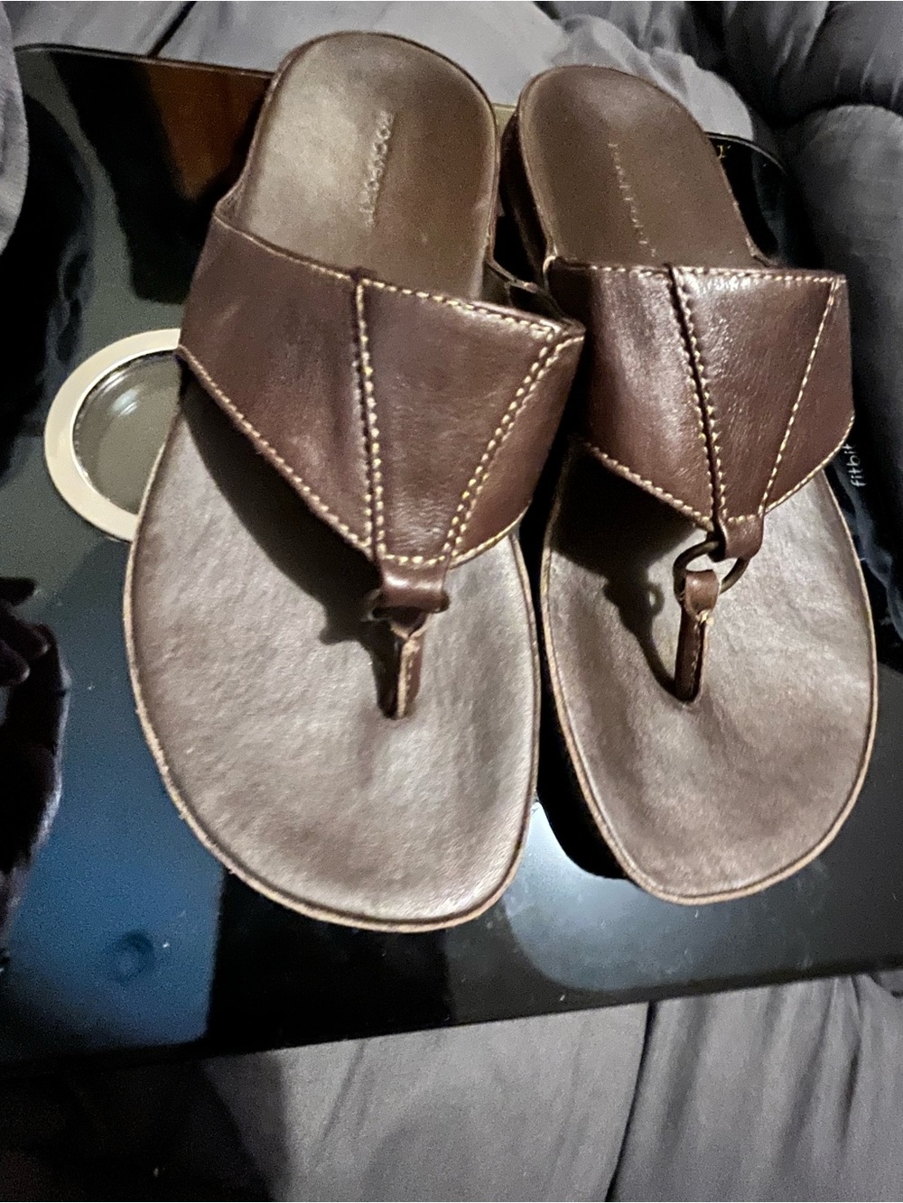 Rockport Brown Real Leather Thong Sandals 8W